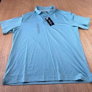 Walter Hagen Perfect 11 Polo Mens L Teal Stripe Golf NWT $65